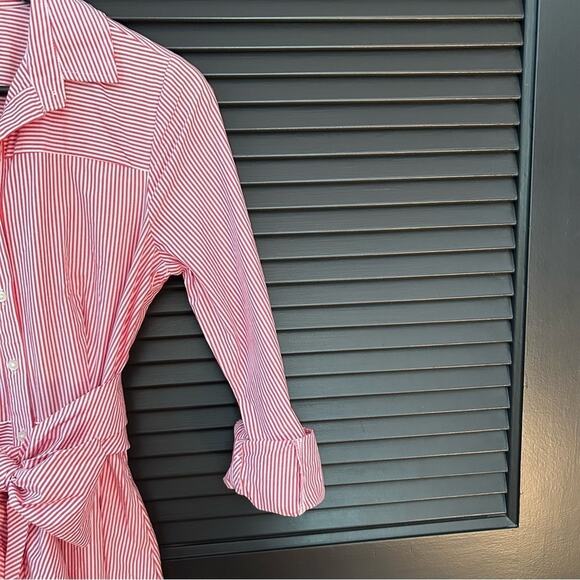 J. Crew Preppy Summer Red and White Striped Women’s Shirtdress, Size 4 - Picture 9 of 16